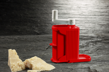 Rigamonti Parmesanmühle, Parmesanreibe, Käsereibe aus Kunststoff rot