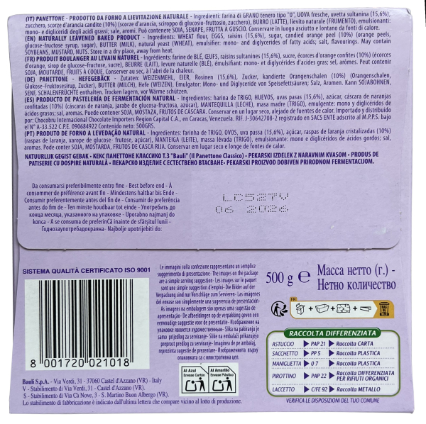 Bauli IL Panettone Classico (12 X 500g) Weihnachtskuchen