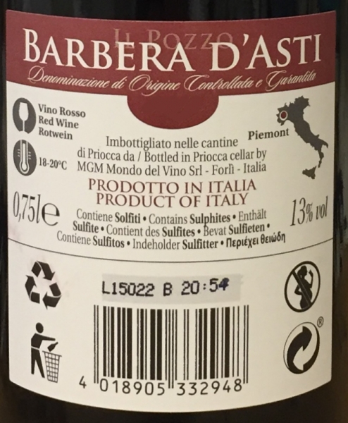 Barbera d'Asti Il Pozzo DOCG (6 X 0,75 L) - 13 % Vol.