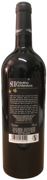 SUD Primitivo di Manduria DOC di San Marzano (6 x 0,75l) - 14 %Vol.