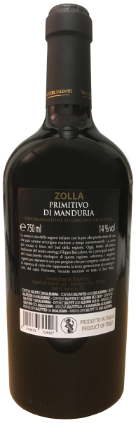ZOLLA Primitivo di Manduria DOP 2016 (1 x 0,75l) - 14,0 %Vol.